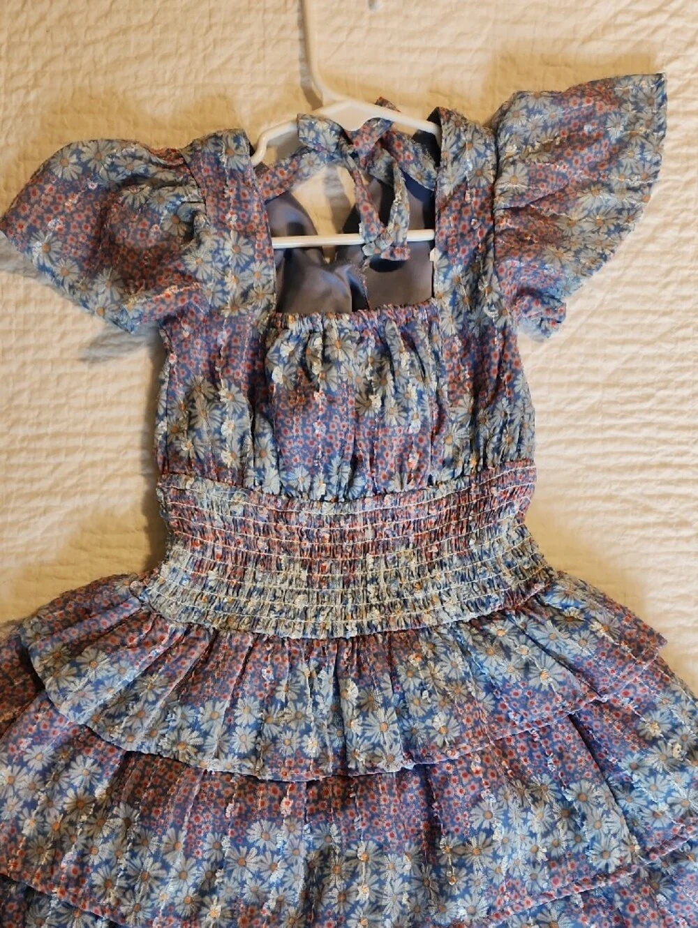 BCBGirls Blue Floral Tiered Smocked Dress